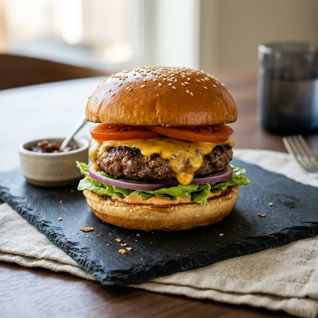 Fotografija recepta Cheeseburger kao pripremljenog domaćeg jela