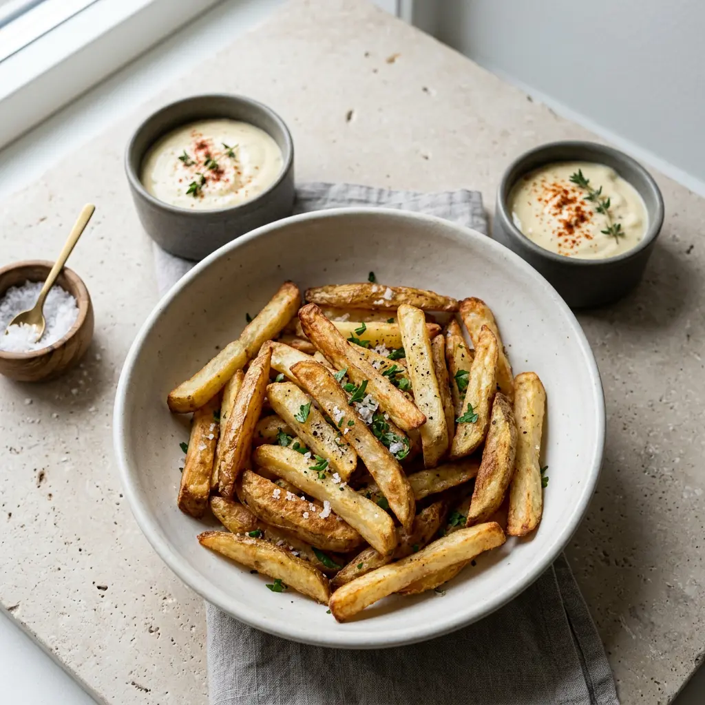 Fotografija recepta Domaći pomfrit u fritezi na vruć vazduh kao pripremljenog domaćeg jela