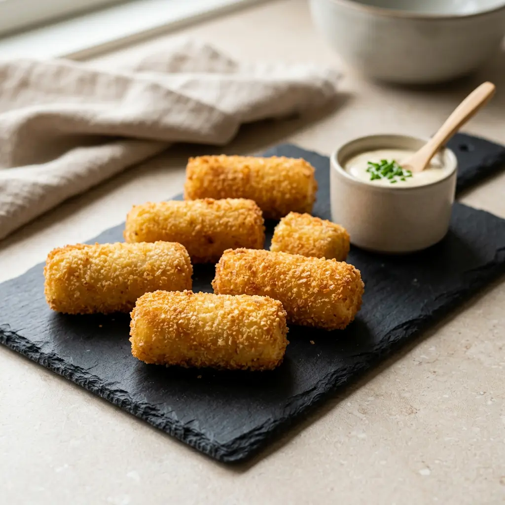 Fotografija recepta Kroketi od krompira u fritezi na vruć vazduh kao pripremljenog domaćeg jela