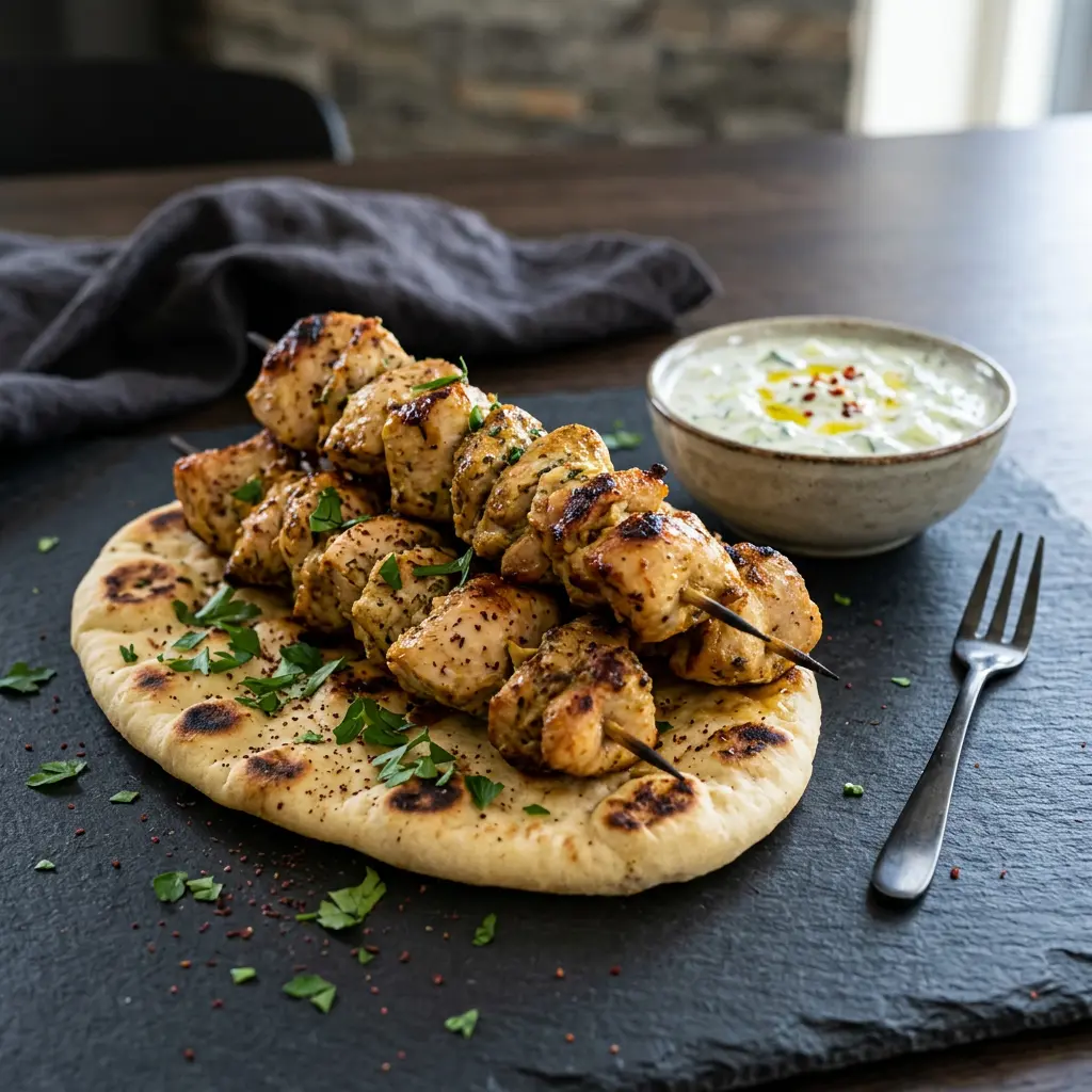 Fotografija recepta Pileći kebab u fritezi na vruć vazduh kao pripremljenog domaćeg jela