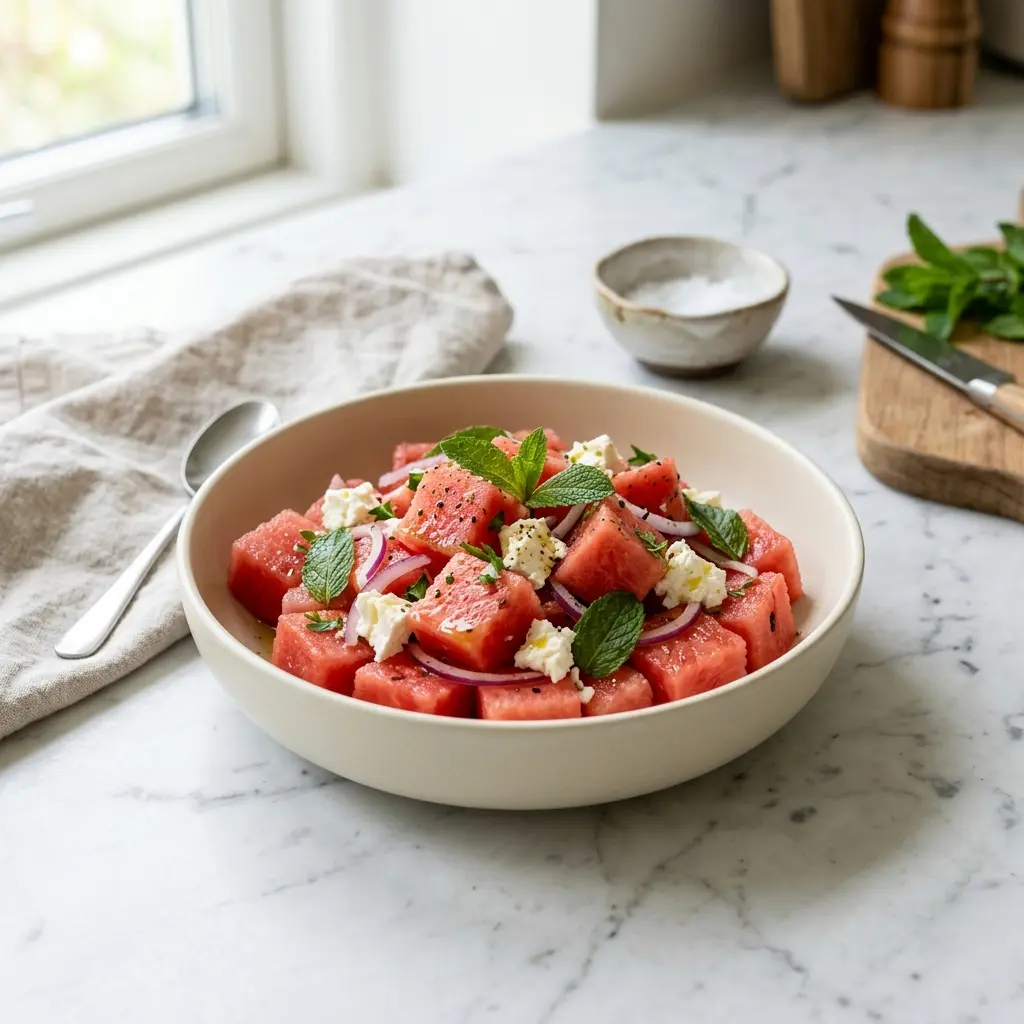 Fotografija recepta Salata od lubenice sa fetom kao sveže salate