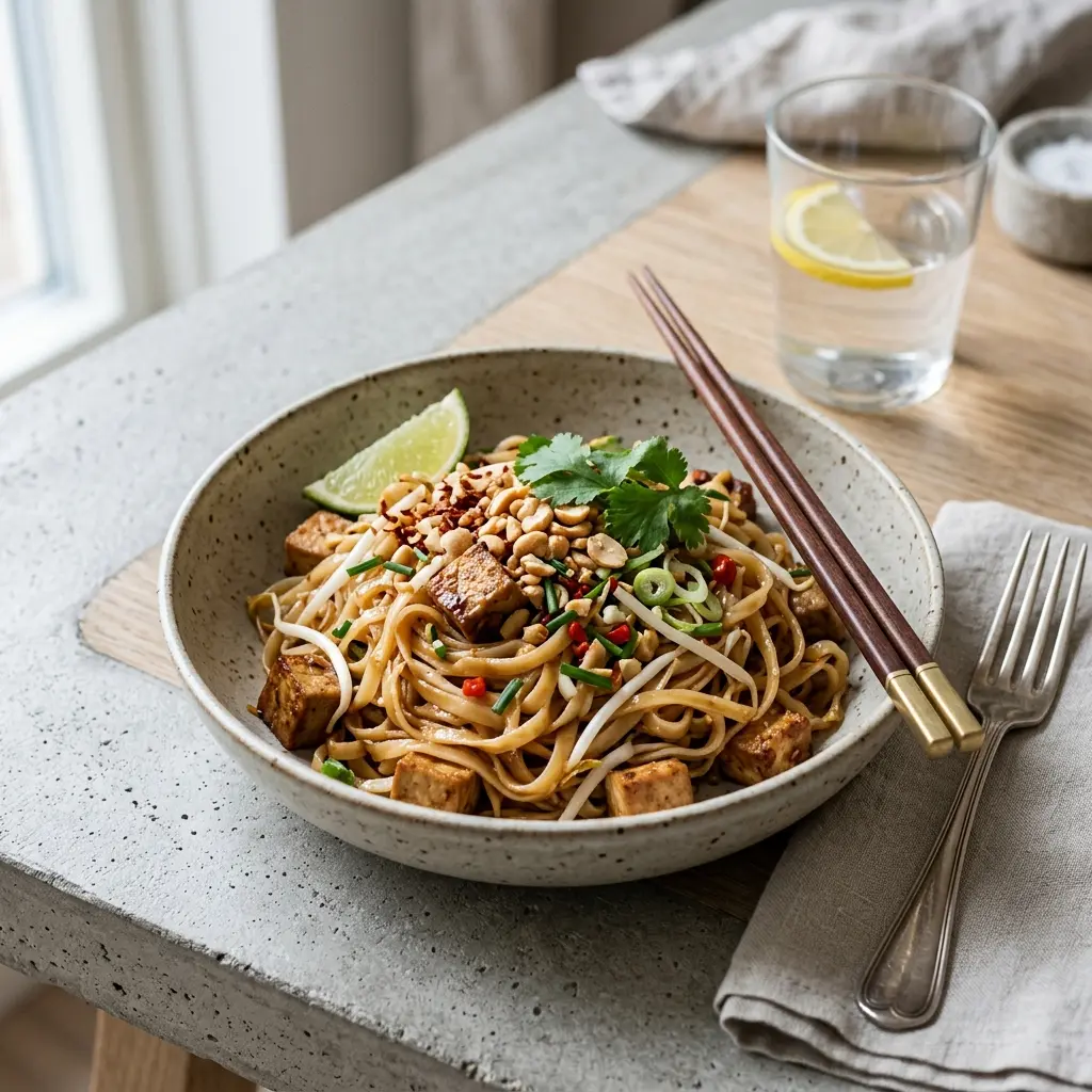 Fotografija recepta Vegetarijanski pad thai kao pripremljenog domaćeg jela